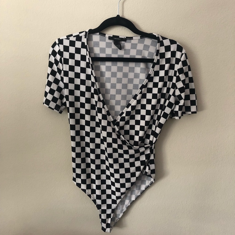 plunge checkered bodysuit !!!